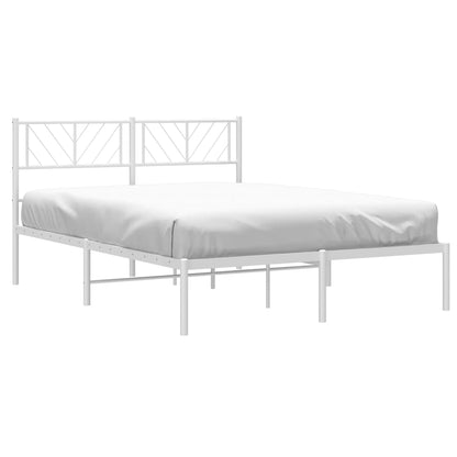 Metal Bed Frame without Mattress with Headboard White 120x200cm