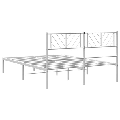 Metal Bed Frame without Mattress with Headboard White 120x200cm