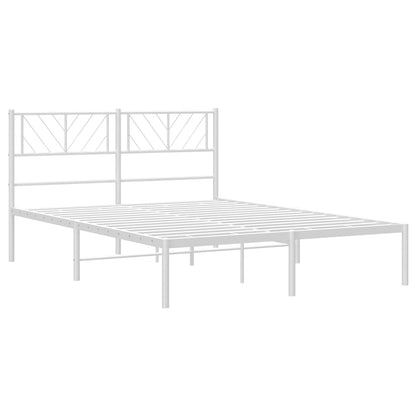 Metal Bed Frame without Mattress with Headboard White 135x190cm