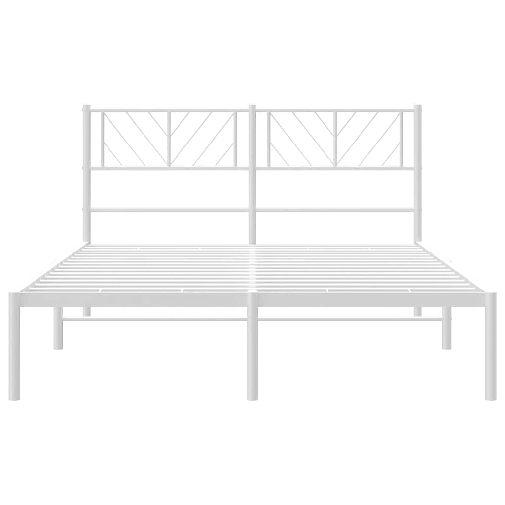 Metal Bed Frame without Mattress with Headboard White 135x190cm