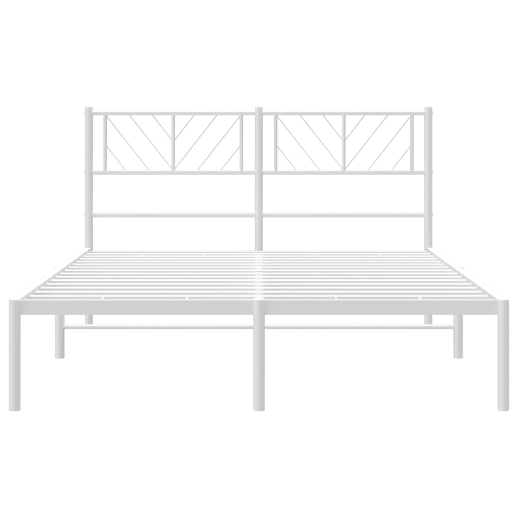 Metal Bed Frame without Mattress with Headboard White 140x200cm