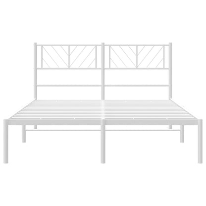 Metal Bed Frame without Mattress with Headboard White 140x200cm