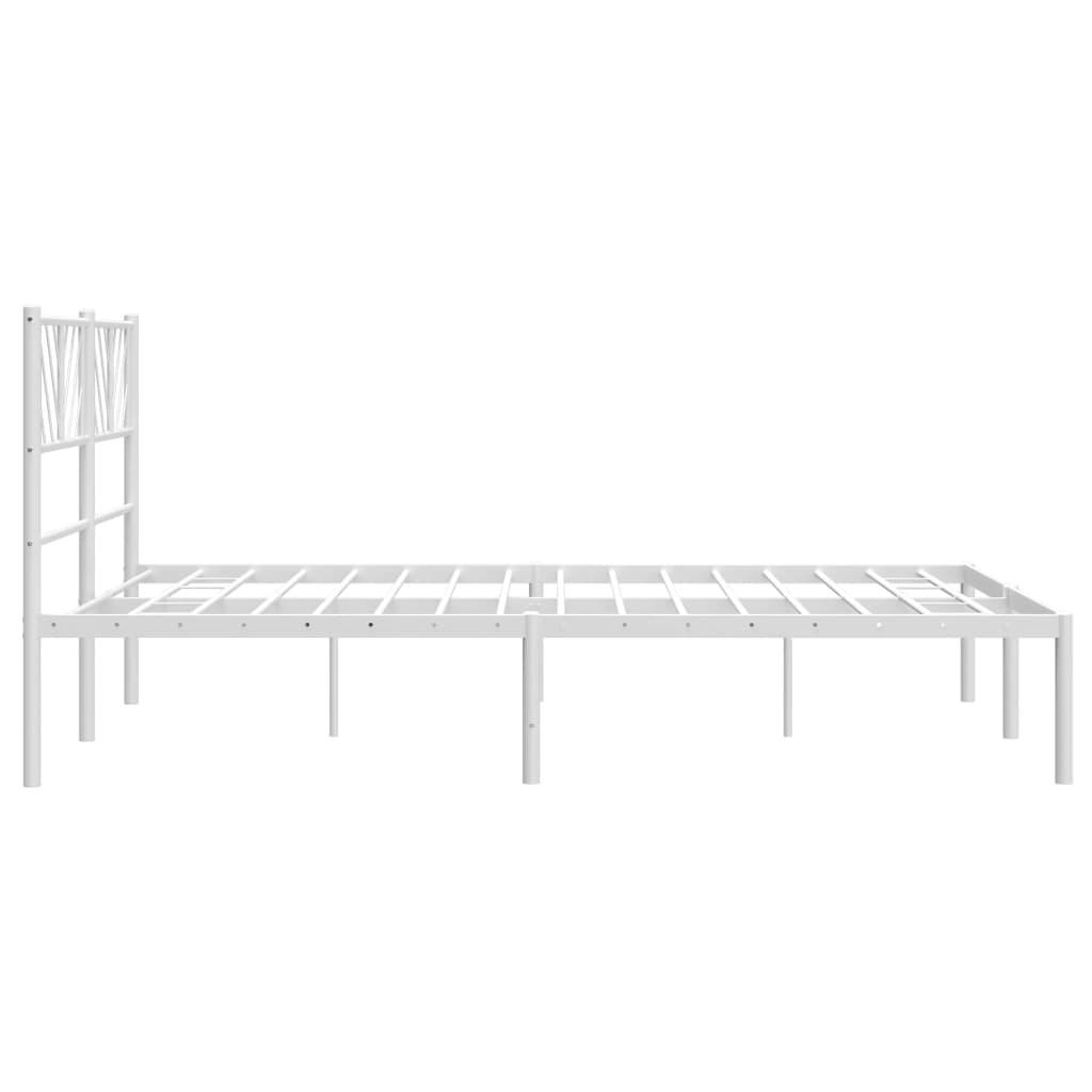 Metal Bed Frame without Mattress with Headboard White 140x200cm