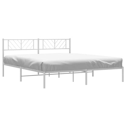 Metal Bed Frame without Mattress with Headboard White 183x213cm