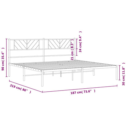 Metal Bed Frame without Mattress with Headboard White 183x213cm