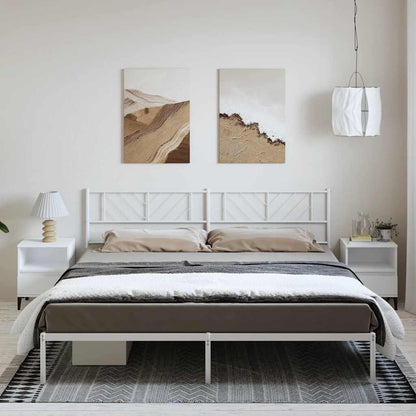 Metal Bed Frame without Mattress with Headboard White 183x213cm
