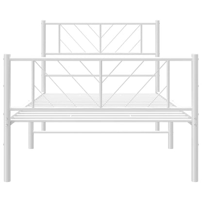 Metal Bed Frame without Mattress with Footboard White 100x190cm