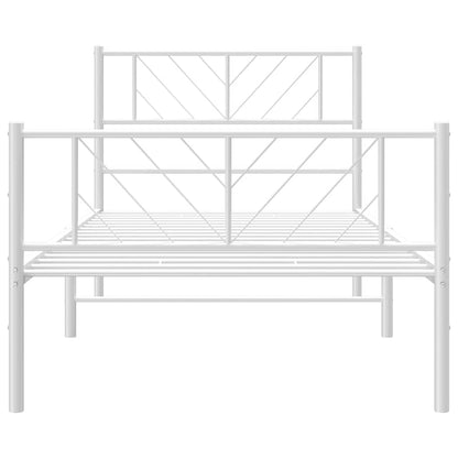 Metal Bed Frame without Mattress with Footboard White 100x200cm