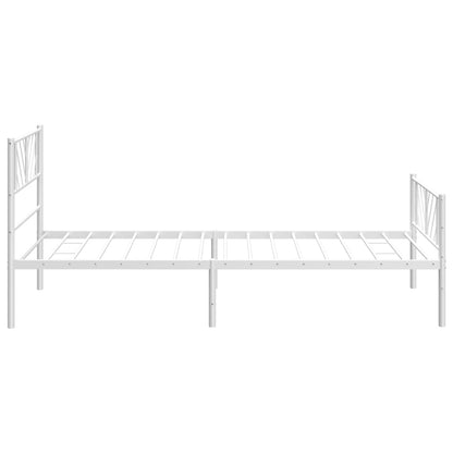 Metal Bed Frame without Mattress with Footboard White 107x203cm