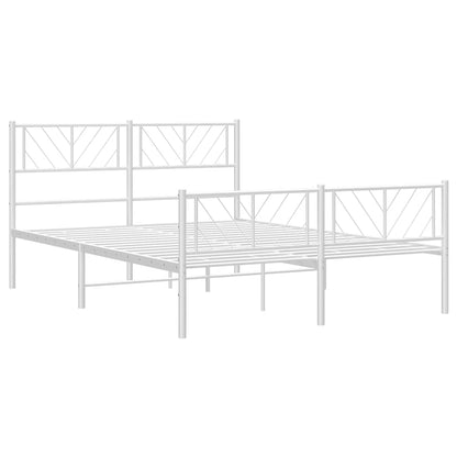 Metal Bed Frame without Mattress with Footboard White 150x200cm