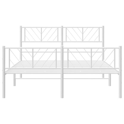 Metal Bed Frame without Mattress with Footboard White 150x200cm