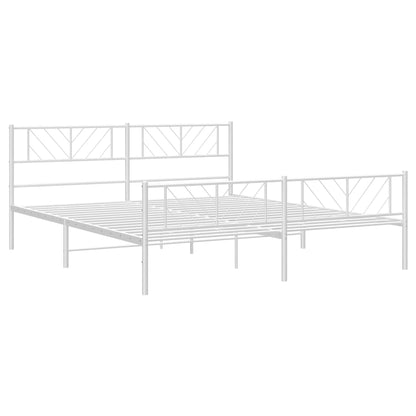 Metal Bed Frame without Mattress with Footboard White 180x200cm
