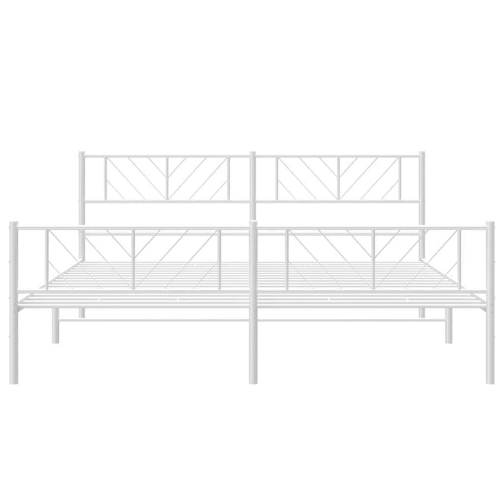 Metal Bed Frame without Mattress with Footboard White 180x200cm