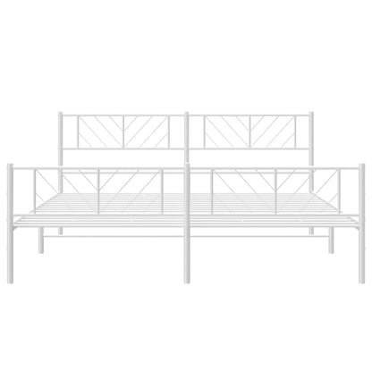 Metal Bed Frame without Mattress with Footboard White 180x200cm