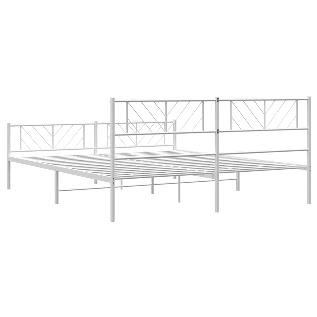Metal Bed Frame without Mattress with Footboard White 180x200cm