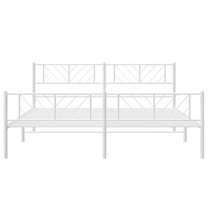 Metal Bed Frame without Mattress with Footboard White 193x203cm