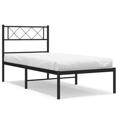 Metal Bed Frame without Mattress with Headboard Black 100x200cm
