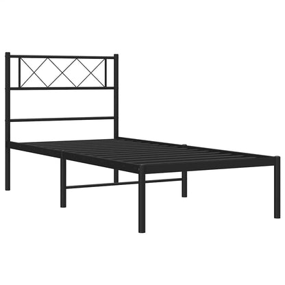 Metal Bed Frame without Mattress with Headboard Black 100x200cm