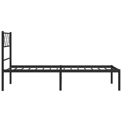 Metal Bed Frame without Mattress with Headboard Black 107x203cm