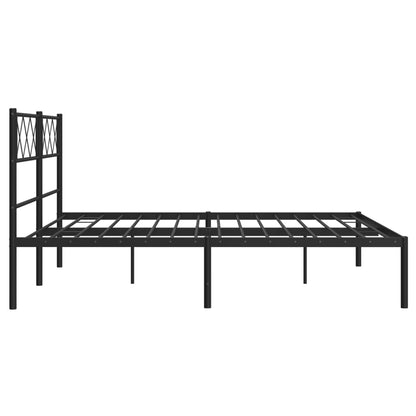 Metal Bed Frame without Mattress with Headboard Black 140x190cm