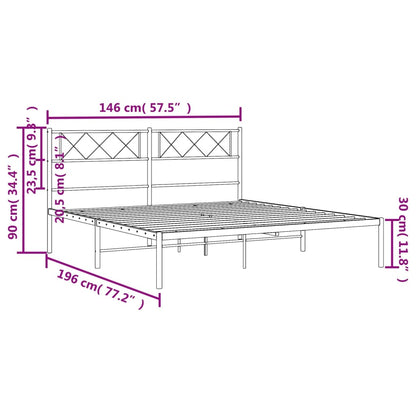 Metal Bed Frame without Mattress with Headboard Black 140x190cm