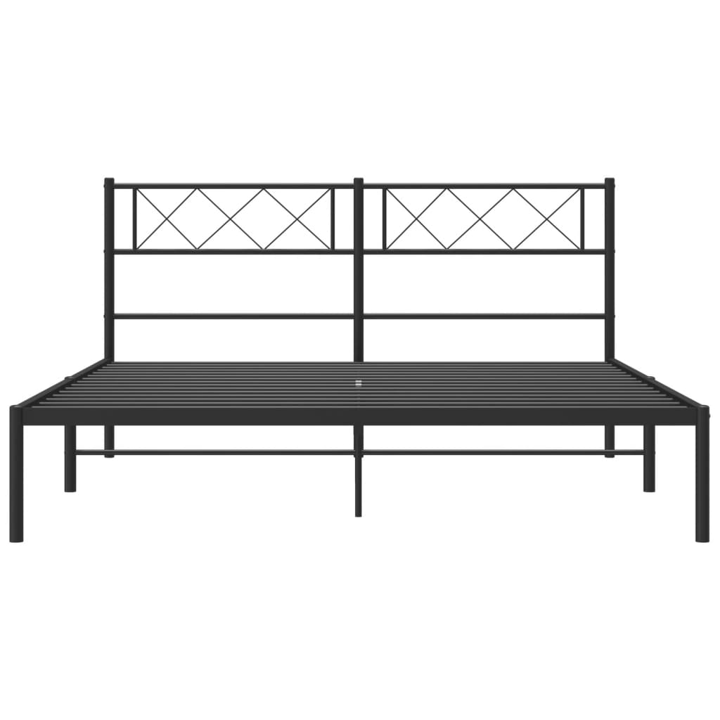 Metal Bed Frame without Mattress with Headboard Black 140x200cm
