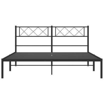Metal Bed Frame without Mattress with Headboard Black 140x200cm