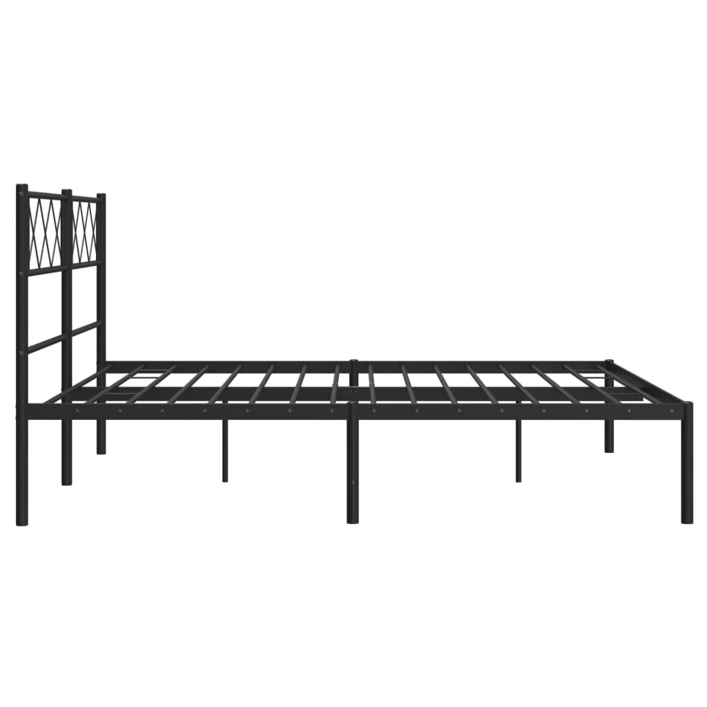 Metal Bed Frame without Mattress with Headboard Black 140x200cm