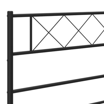 Metal Bed Frame without Mattress with Headboard Black 140x200cm