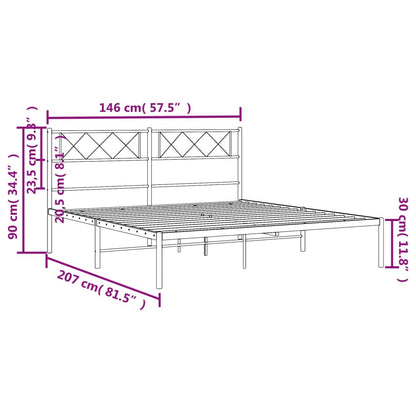 Metal Bed Frame without Mattress with Headboard Black 140x200cm