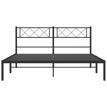 Metal Bed Frame without Mattress with Headboard Black 150x200cm
