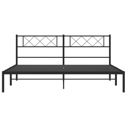 Metal Bed Frame without Mattress with Headboard Black 180x200cm