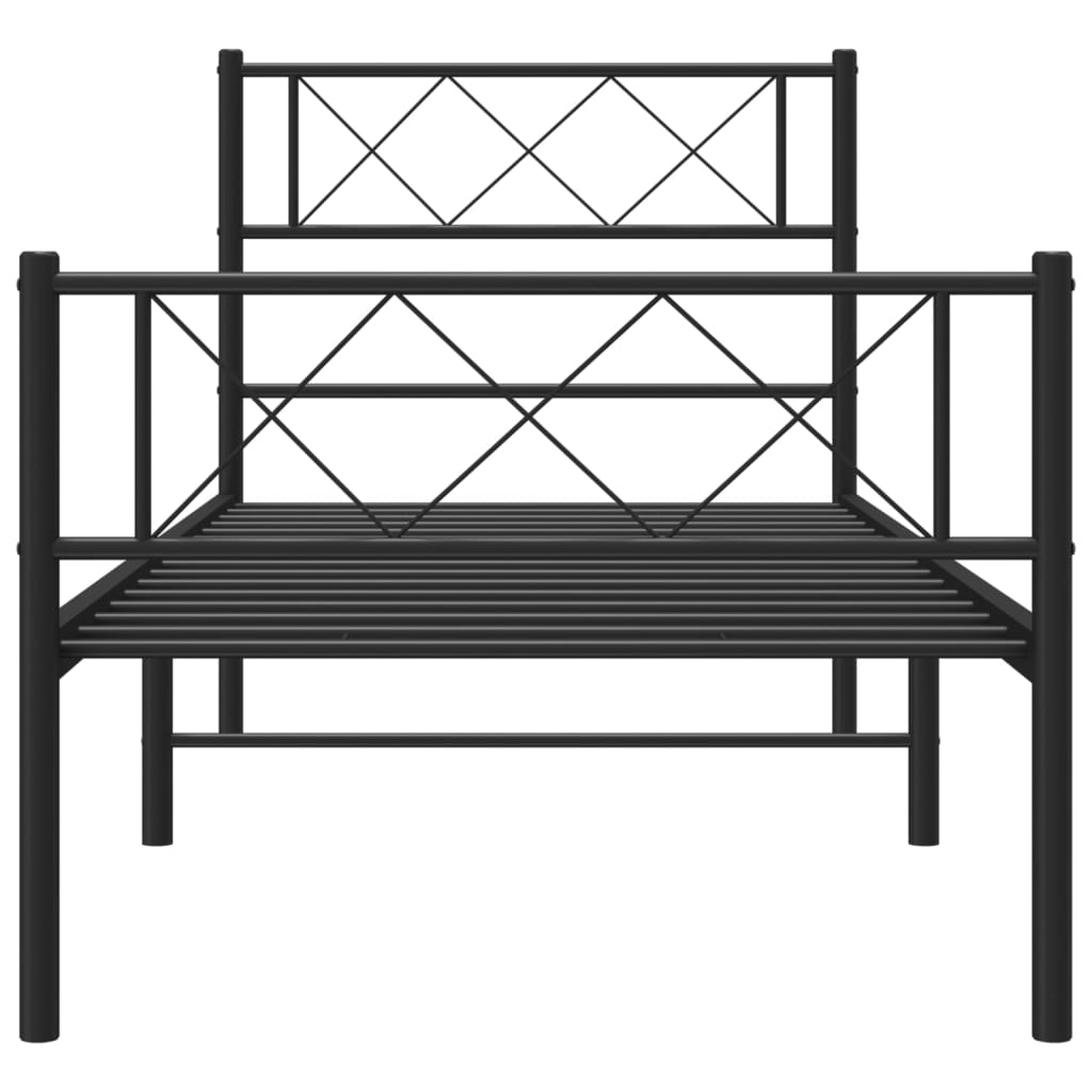 Metal Bed Frame without Mattress with Footboard Black 90x200cm