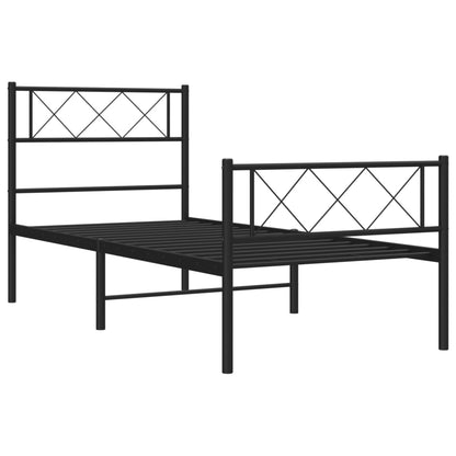 Metal Bed Frame without Mattress with Footboard Black 90x200cm