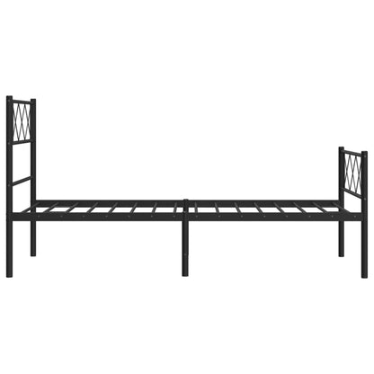 Metal Bed Frame without Mattress with Footboard Black 90x200cm