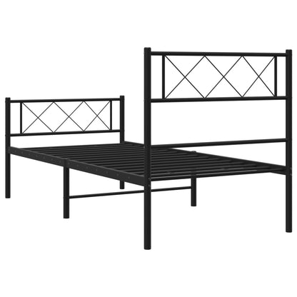Metal Bed Frame without Mattress with Footboard Black 90x200cm