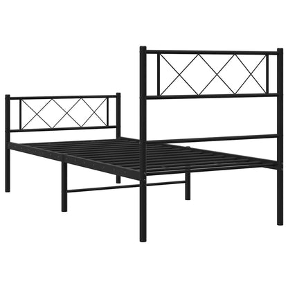 Metal Bed Frame without Mattress with Footboard Black 100x200cm