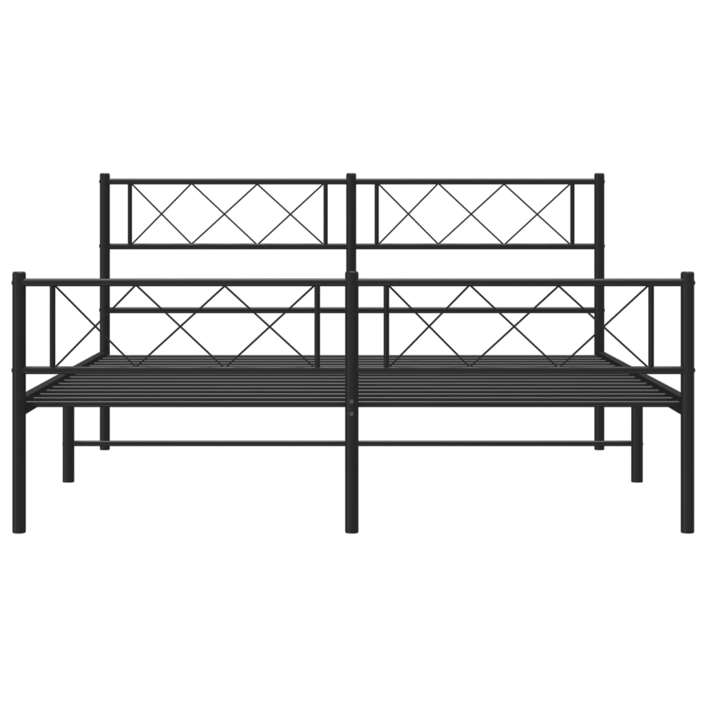 Metal Bed Frame without Mattress with Footboard Black 120x200cm