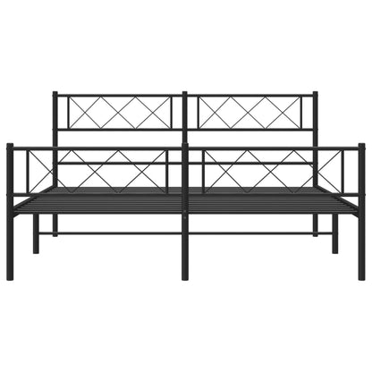 Metal Bed Frame without Mattress with Footboard Black 120x200cm