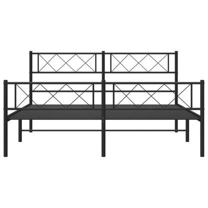 Metal Bed Frame without Mattress with Footboard Black 140x190cm