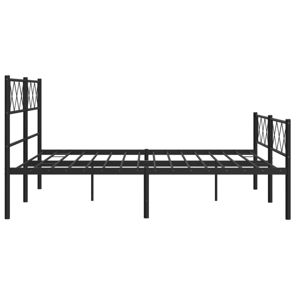 Metal Bed Frame without Mattress with Footboard Black 140x190cm