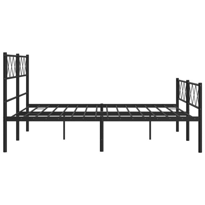 Metal Bed Frame without Mattress with Footboard Black 140x200cm