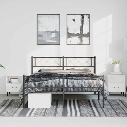 Metal Bed Frame without Mattress with Footboard Black 150x200cm