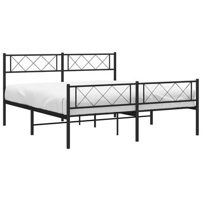 Metal Bed Frame without Mattress with Footboard Black 150x200cm