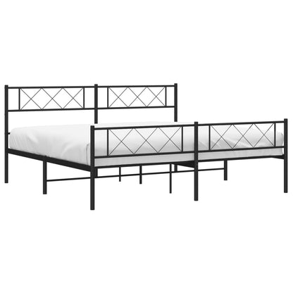 Metal Bed Frame without Mattress with Footboard Black 180x200cm