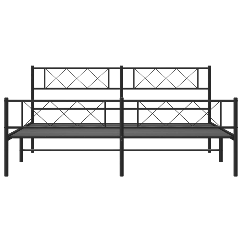 Metal Bed Frame without Mattress with Footboard Black 180x200cm