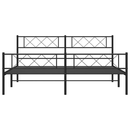 Metal Bed Frame without Mattress with Footboard Black 180x200cm