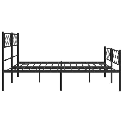 Metal Bed Frame without Mattress with Footboard Black 180x200cm
