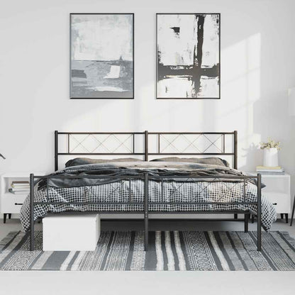 Metal Bed Frame without Mattress with Footboard Black 183x213cm