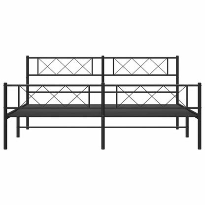 Metal Bed Frame without Mattress with Footboard Black 183x213cm